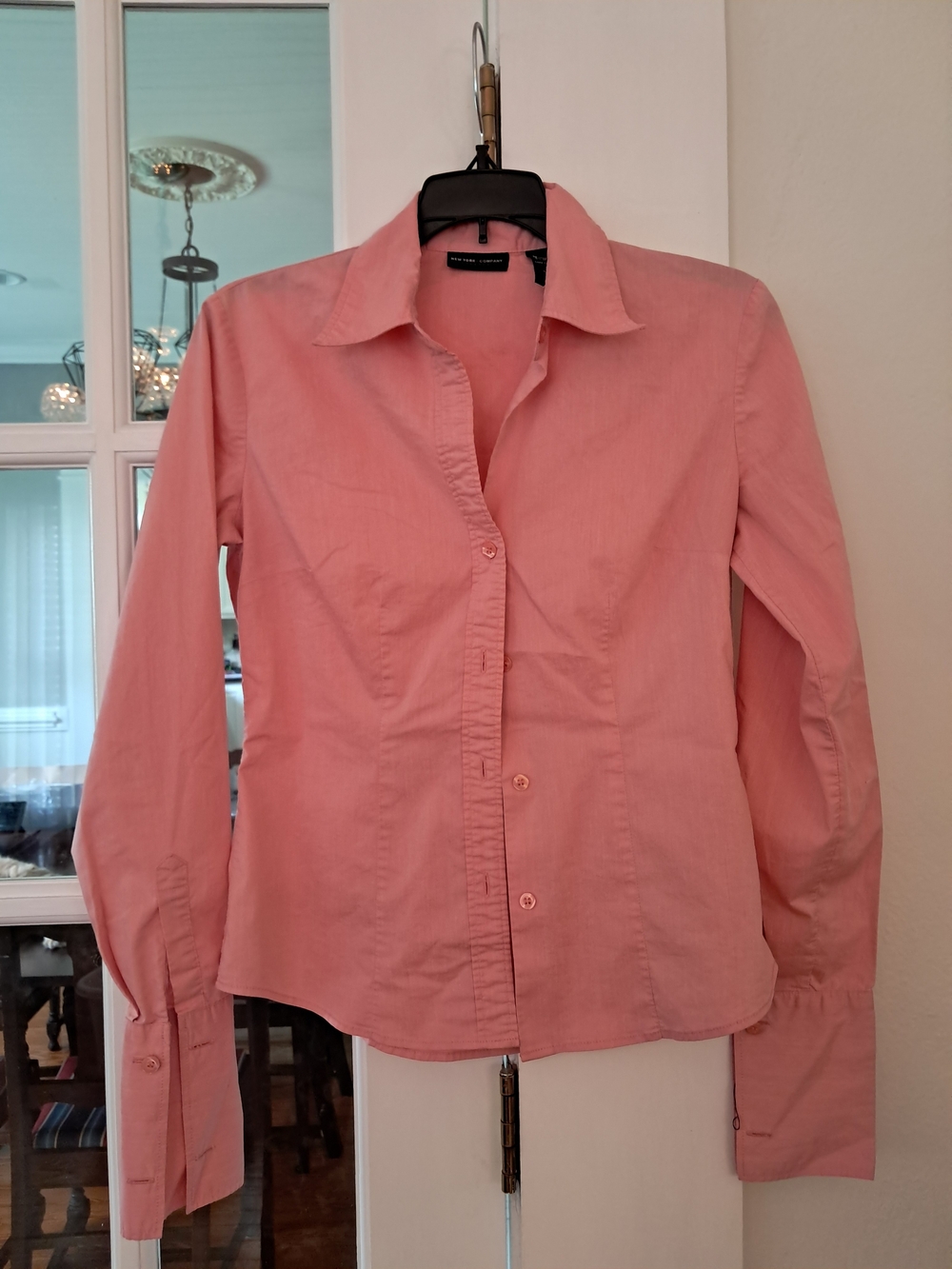 New York & Company Coral Pink Button-Down Blouse